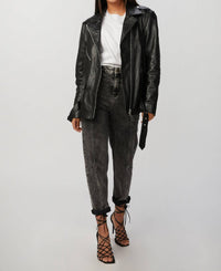 OVERSIZED LEATHER BIKER JACKET