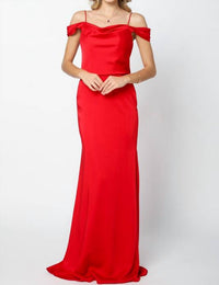 Juliet - Draped Off-the-shoulder Evening Gown