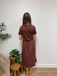 WISHLIST Mixed Media Sweater Midi Dress in burlwood wine - women's dress - alternate view