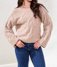 Tribal - Cable-knit Textured Crewneck Sweater