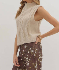 Entro - Mock Star Cable Knit Sweater Vest