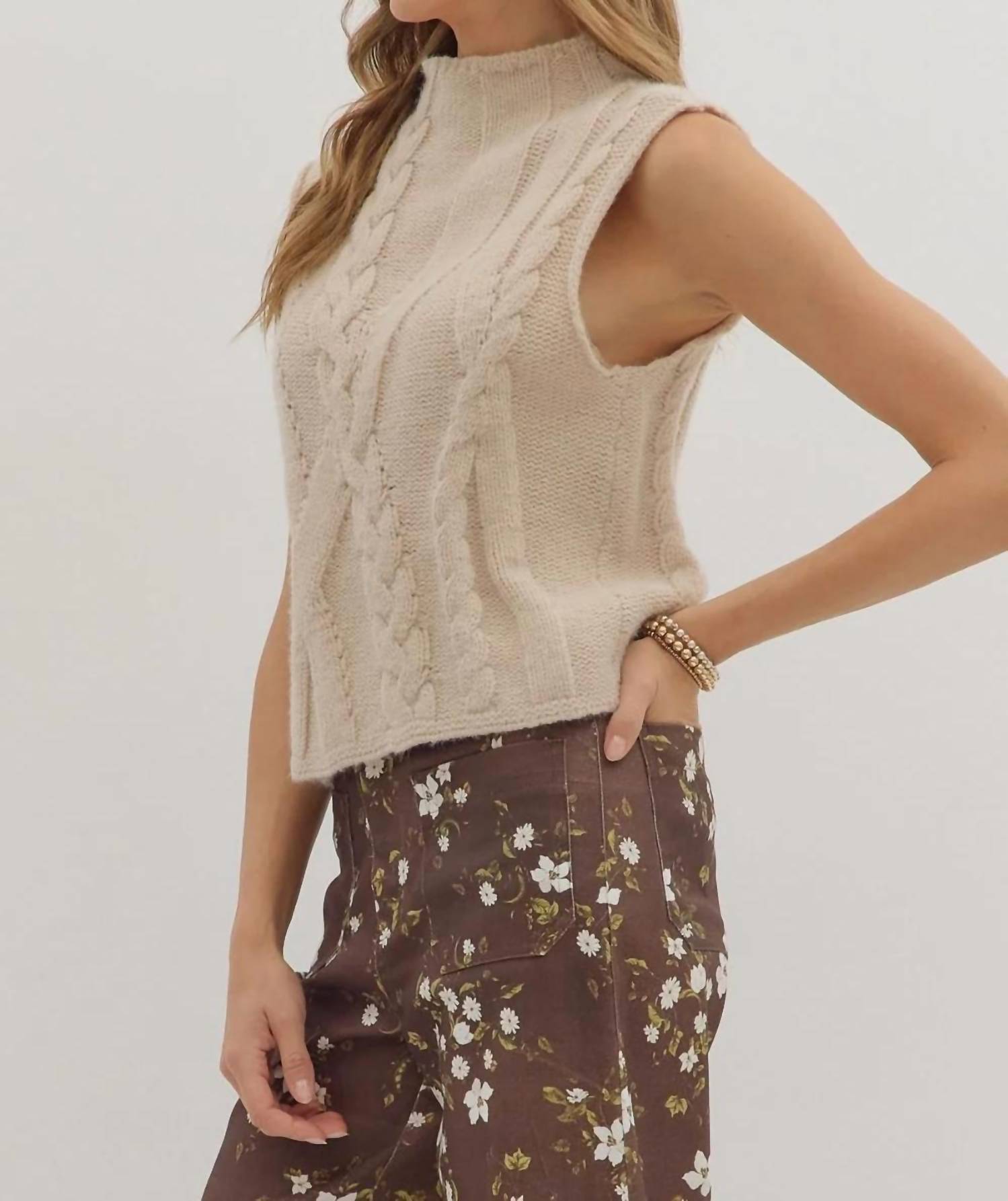 Entro - Mock Star Cable Knit Sweater Vest