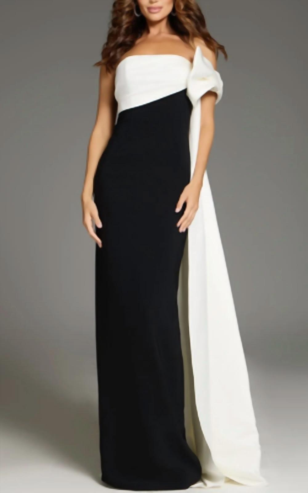Jovani - One Shoulder Cape Gown with Elegant Bodice