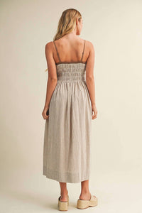 Mustard Seed Sunlit Meadow Smocked Gingham Midi Dress in brown - women's dress - detail view