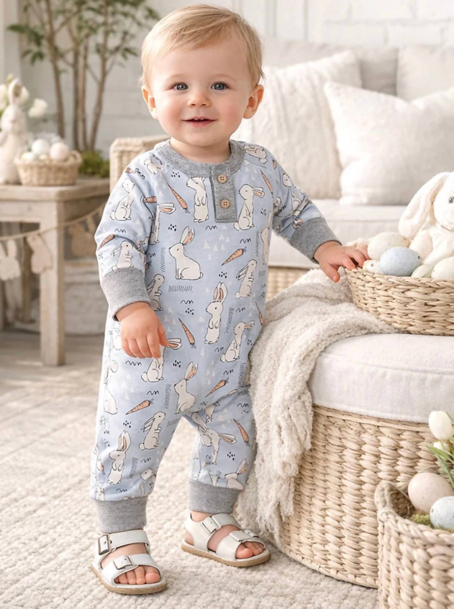 Tesa Babe - Kid's Cottontail Crew Henley Romper