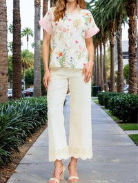 Entro - Zulie Floral Stripes Button-down Blouse