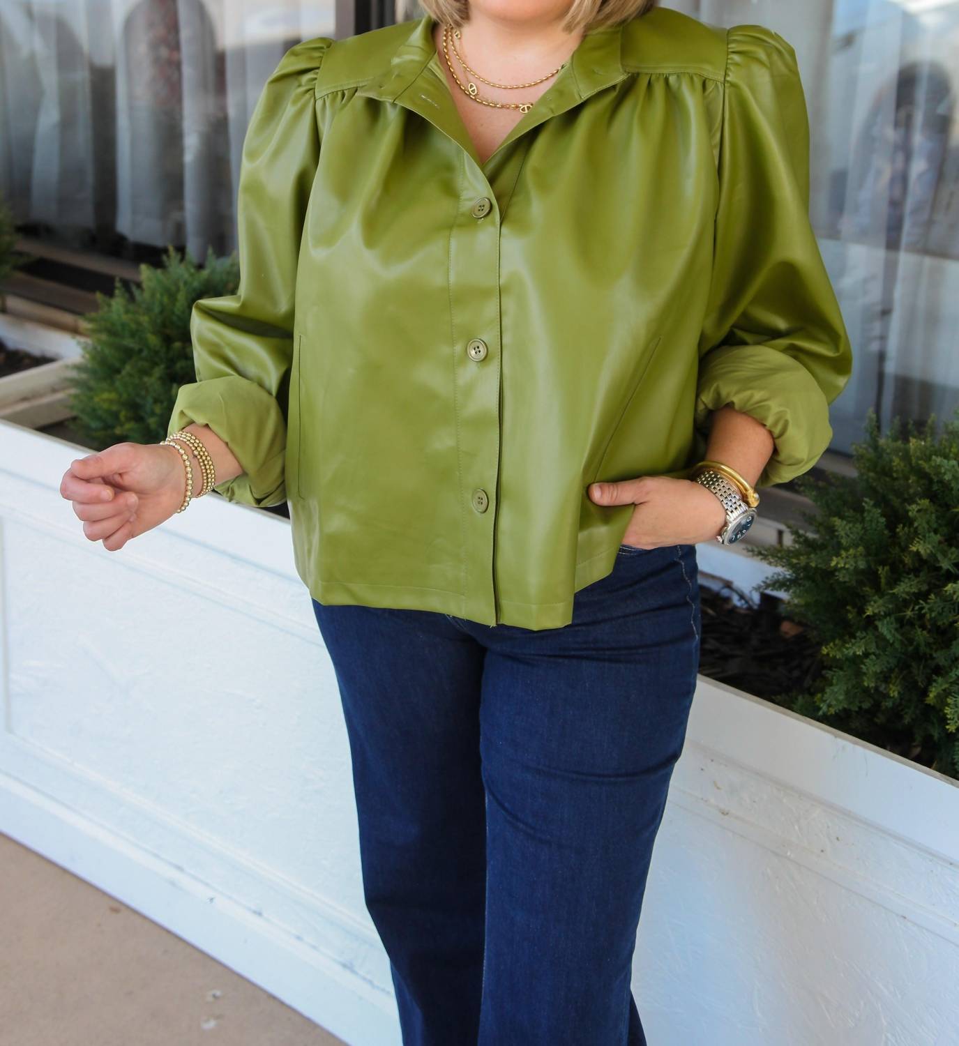 GLAM High Collar Top in olive - women's jacket