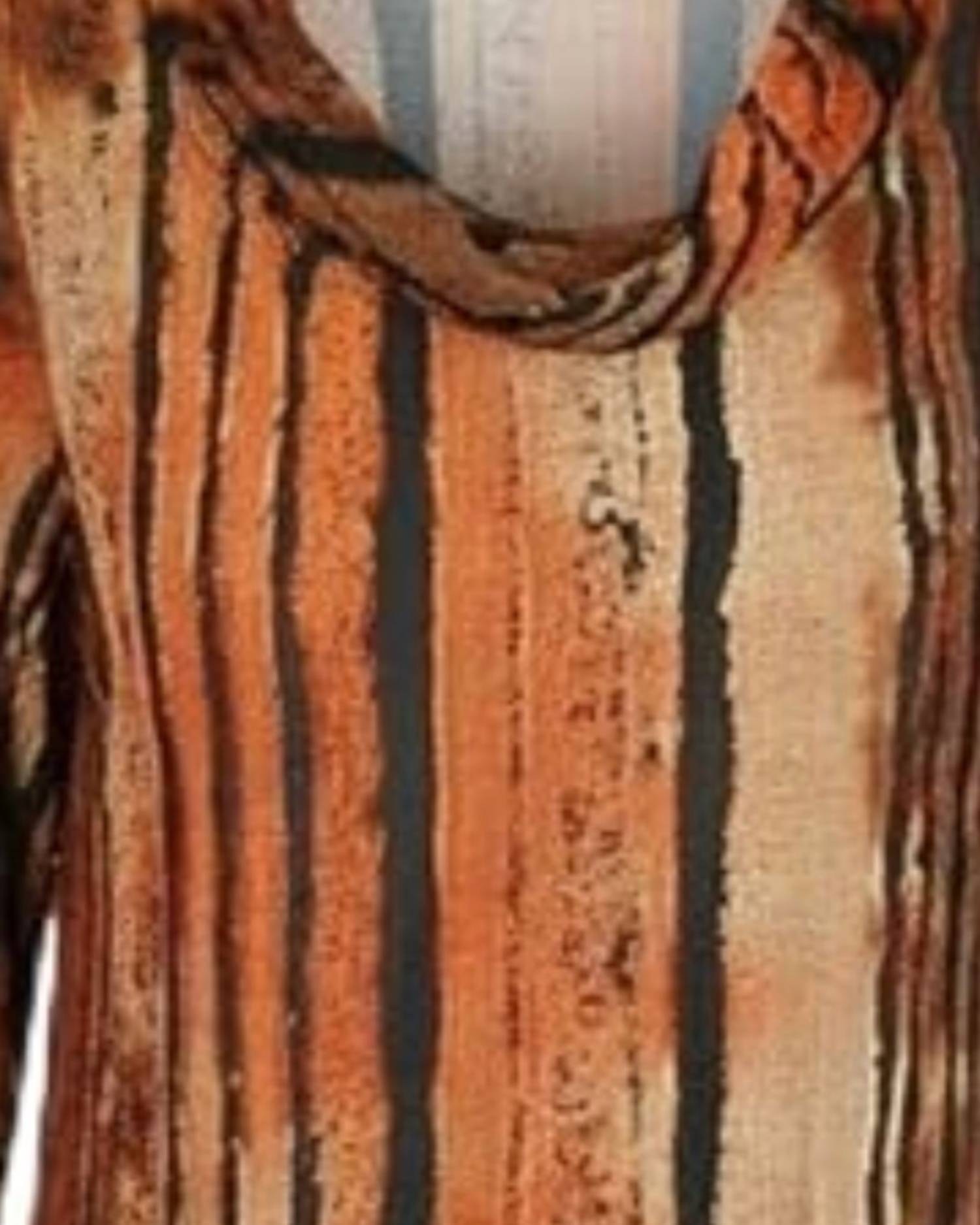 DAMEE Women's Vertical Stripe Burnout Jersey Knit Tunic in brown - women's shirt - detail view