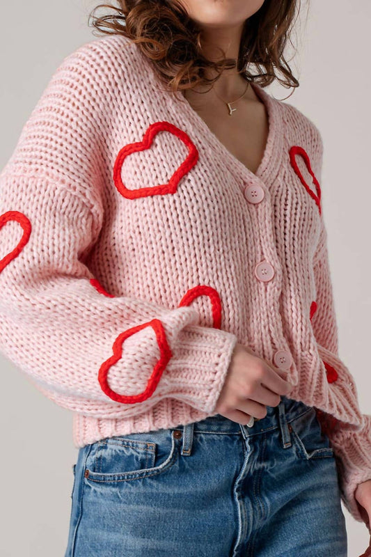 Urban Daizy - Puffy Heart Crochet Knit Cardigan