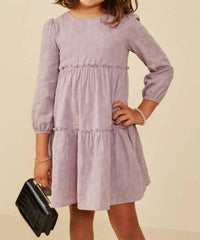 Hayden Girls - Girl's Floral Textured Button Back Ruffle Tiered Dress