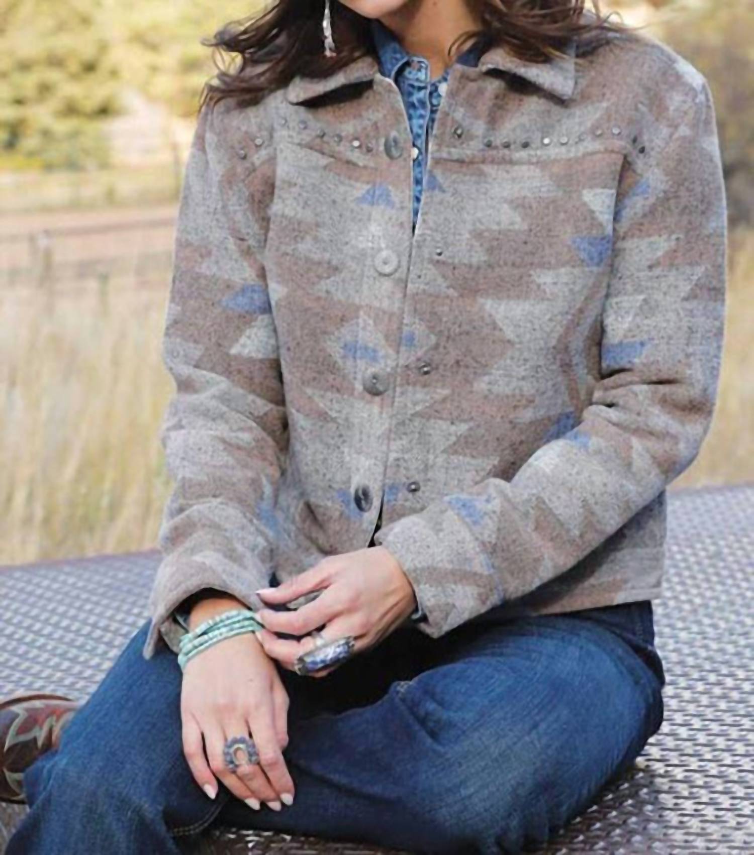 Cruel Girl - Women's Tweed Snap Closure Trucker Jacket