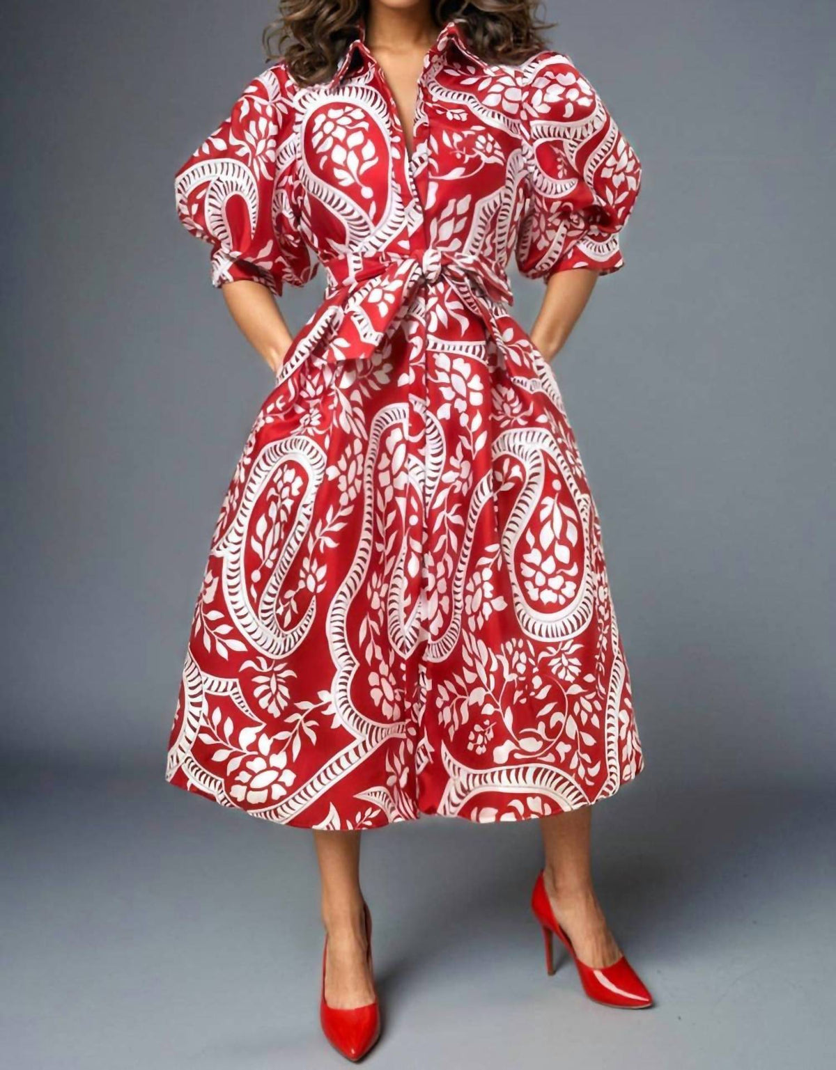 N By Nancy - Puff Sleeve Midi Dress
