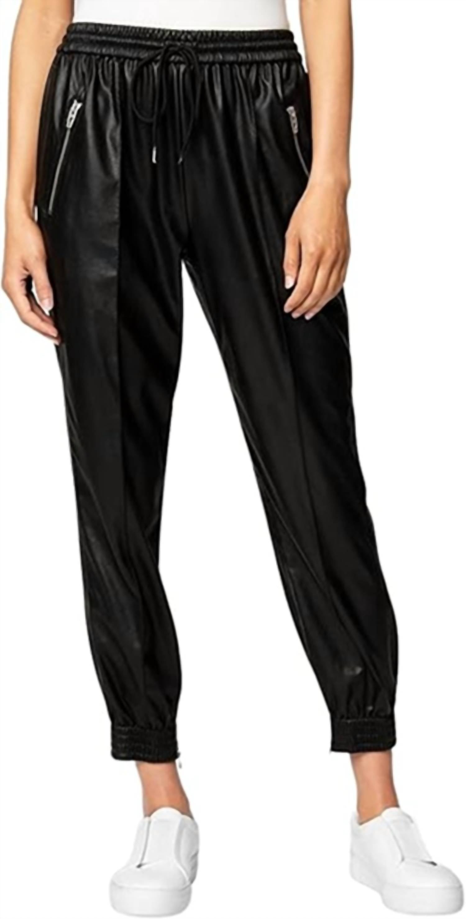 BLANKNYC Faux leather jogger in running wild - women's pants