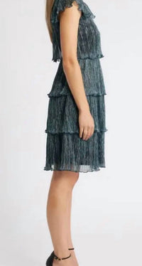 Vince Camuto - Women's Metallic Tiered Crinkle Dress