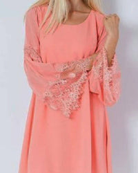 Entro - Chiffon Eyelash Lace Shift Dress