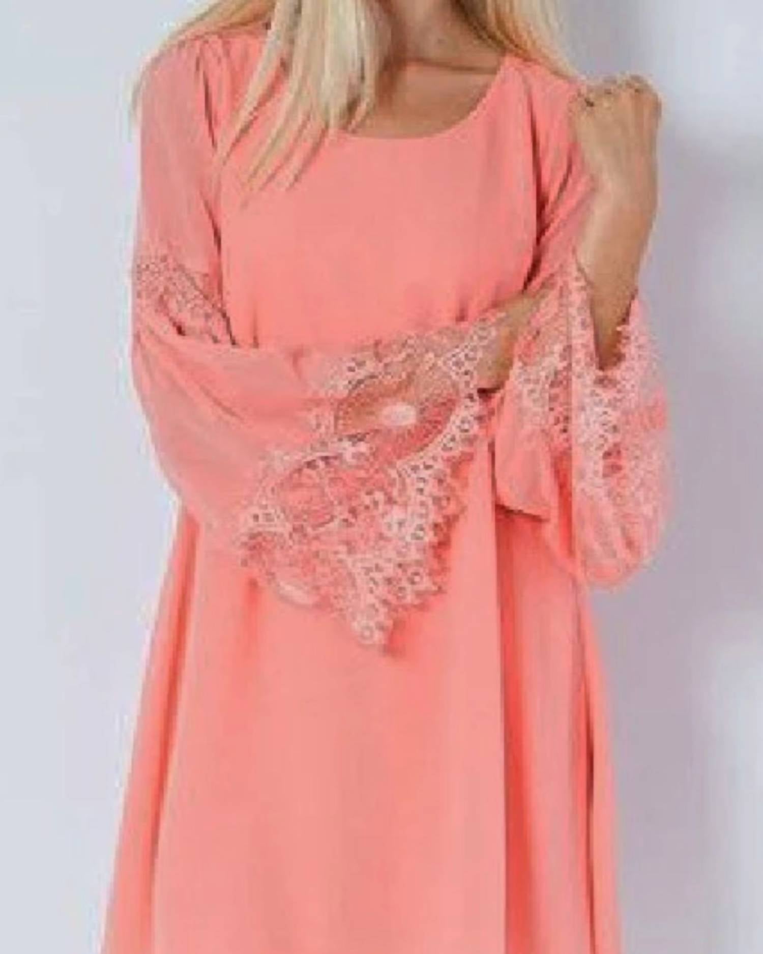 Entro - Chiffon Eyelash Lace Shift Dress