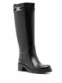 Salvatore Ferragamo Women's Gancini 55mm Knee Boot in black - women's shoe - detail view