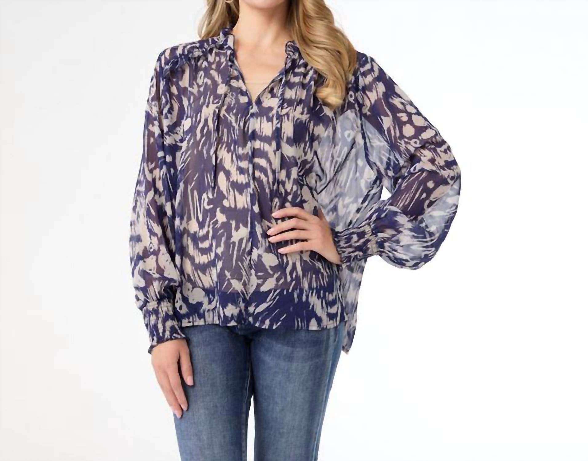 Coco + Carmen - Ravenna Sheer Print V-neck Blouse