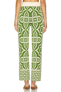 Misa Los Angeles Women's Orla Trousers in green mosaic mix - women's pants - alternate view