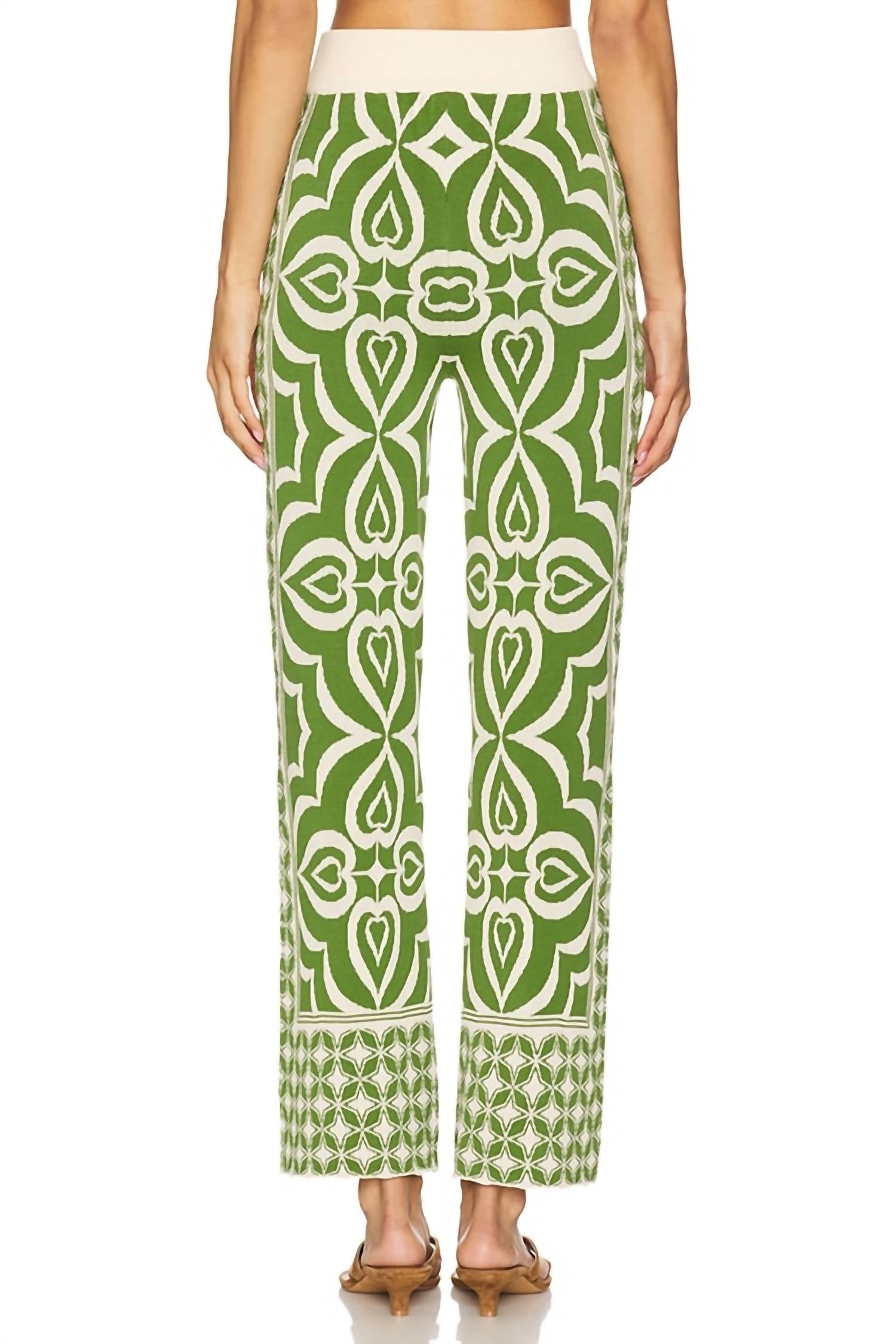 Misa Los Angeles Women's Orla Trousers in green mosaic mix - women's pants - alternate view