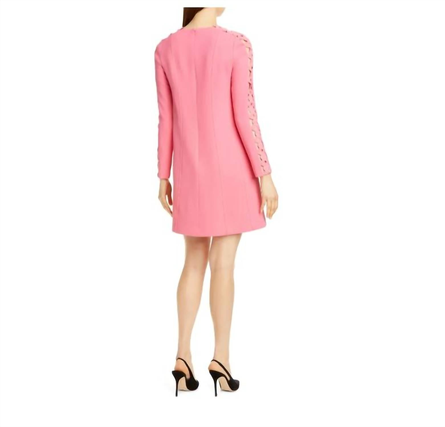 Lela Rose - Wool Blend Wave Inset Long Sleeve Short Dress