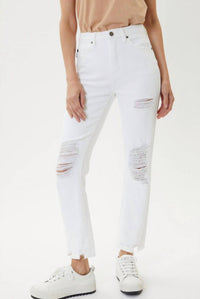KanCan Ocean Breeze High Rise Distressed Jeans in white - women's jeans