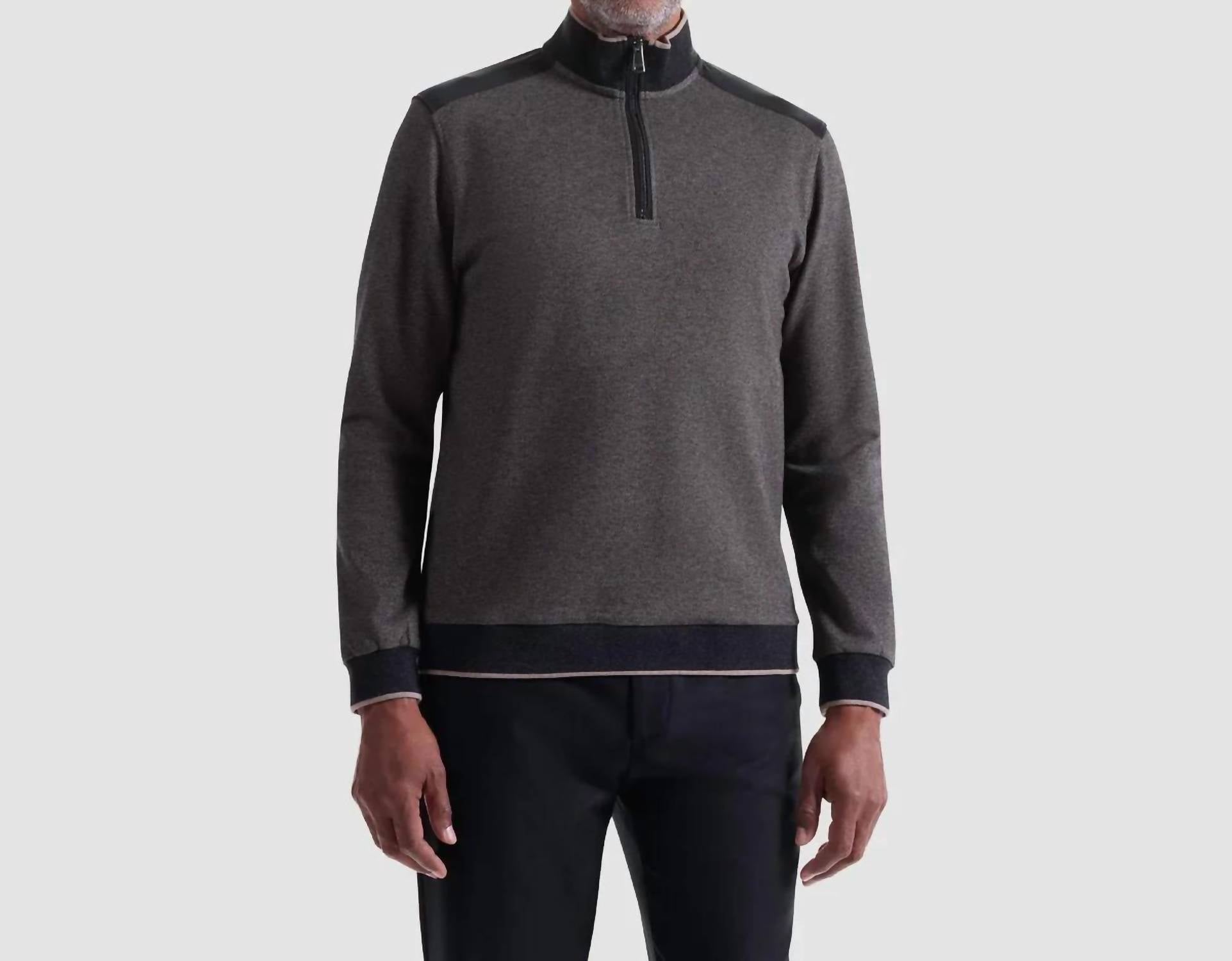 Bugatchi Uomo - Diagonal Stripe Melange Quarter Zip