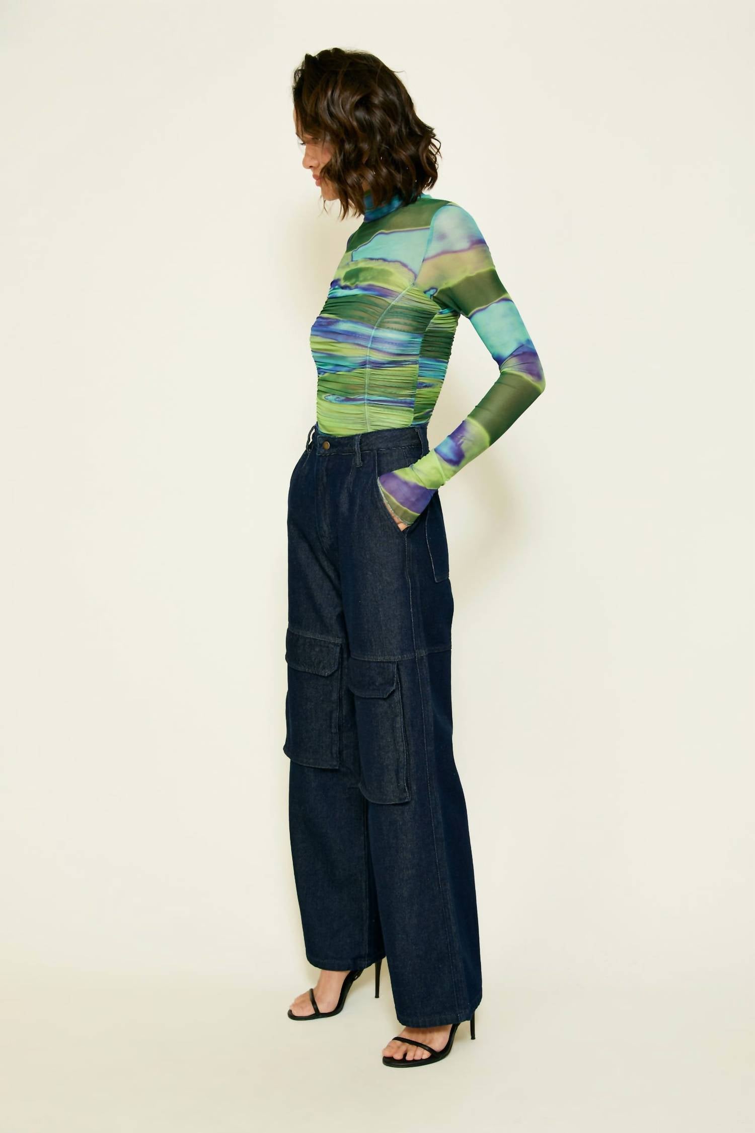 Line And Dot - Joni Ruched Bodysuit Top