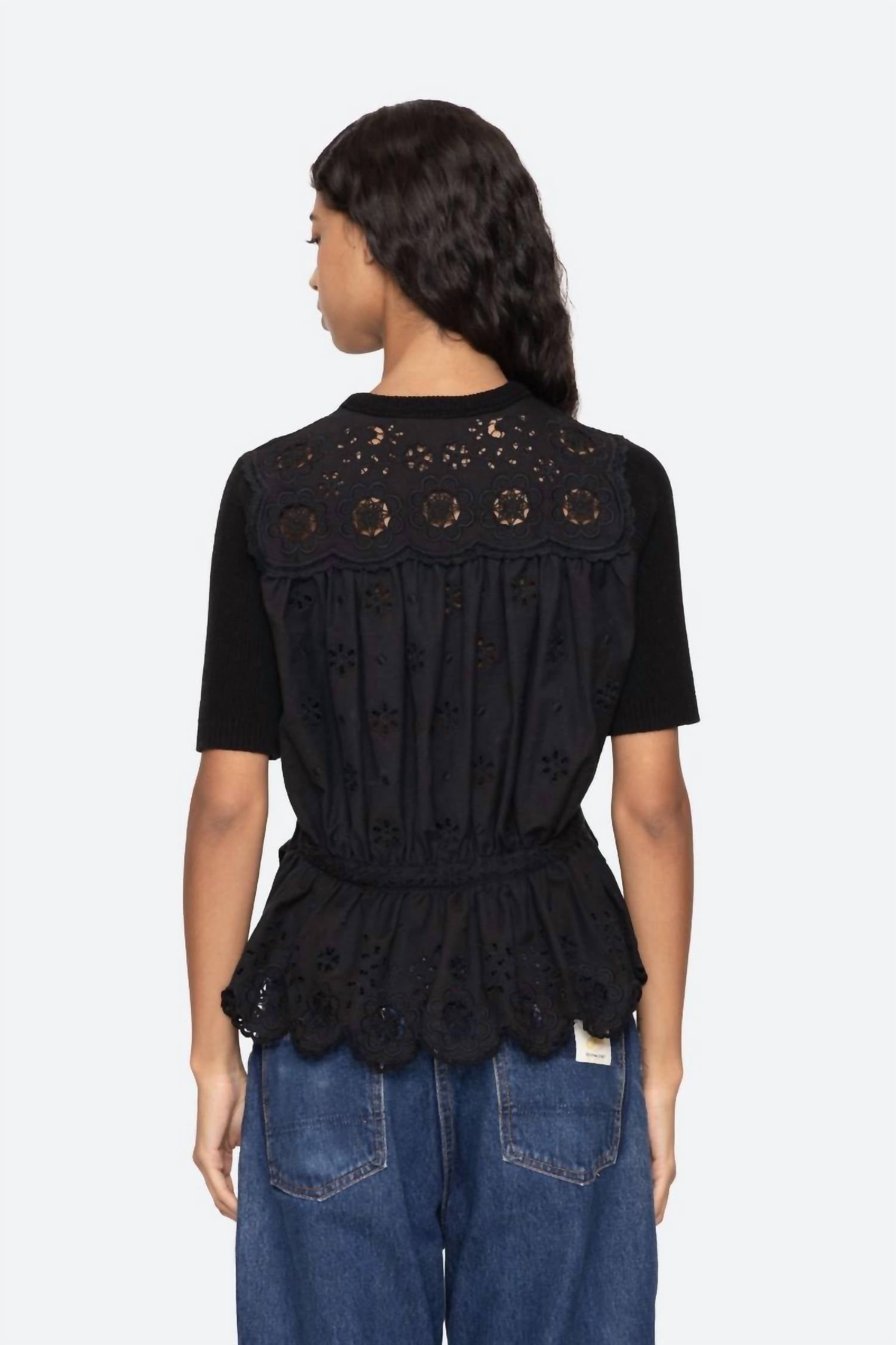 Sea - Shanna Lace Short Sleeve Pull Over Top