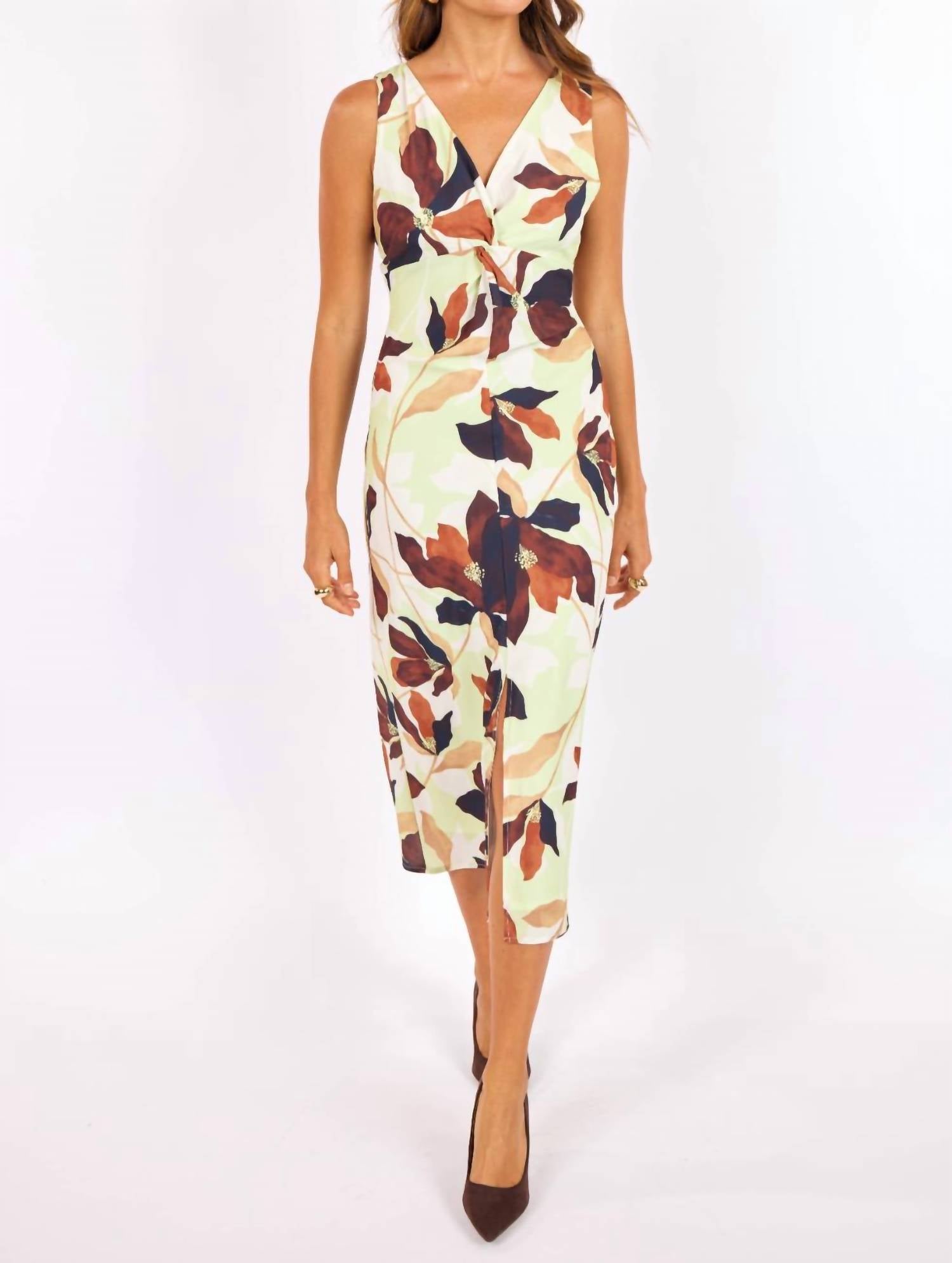 SAGE THE LABEL Parker City Dress in lime multi - women's dress - alternate view