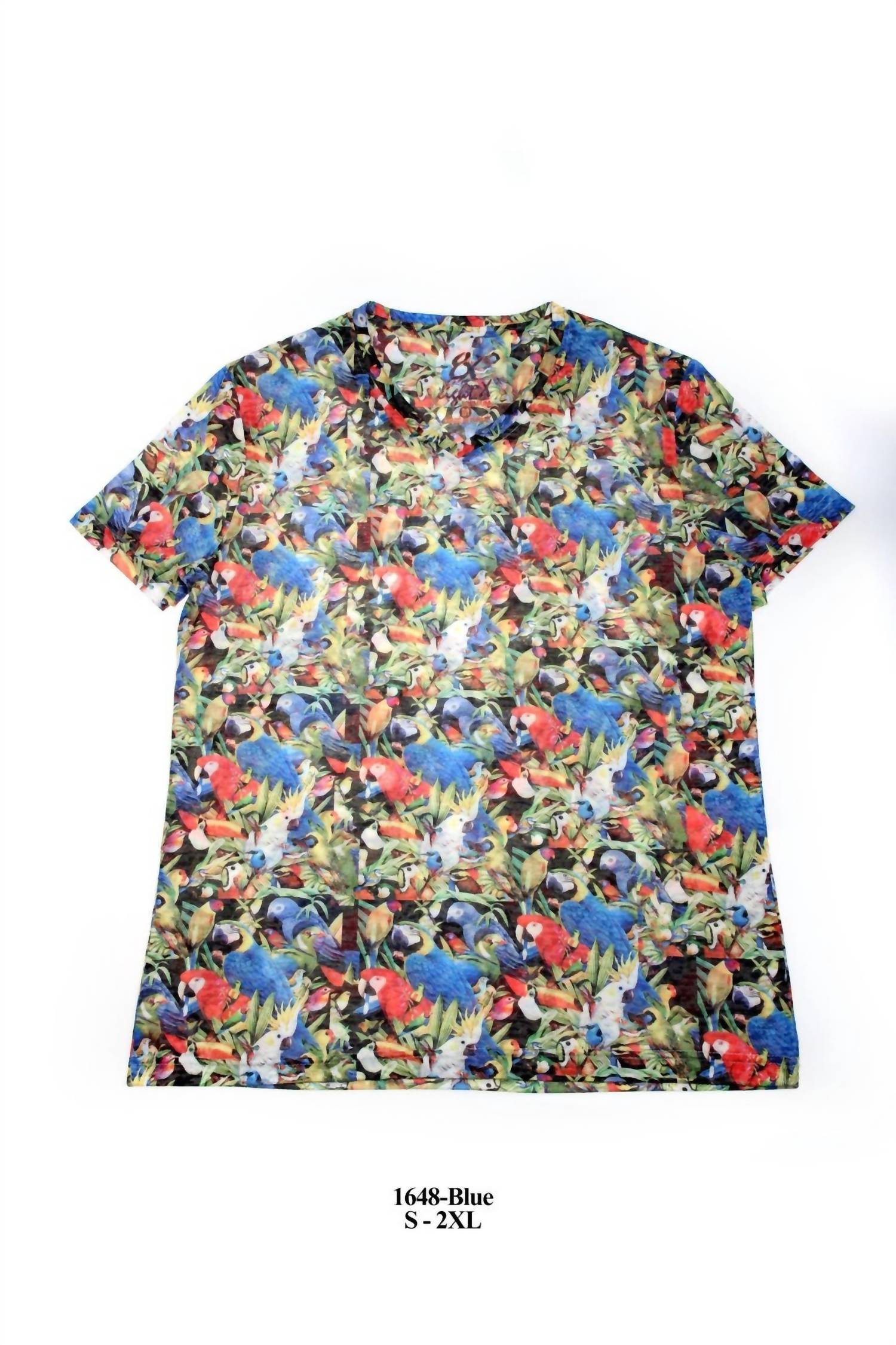 Eight X - Tropical Parrot Print V-Neck T-Shirt