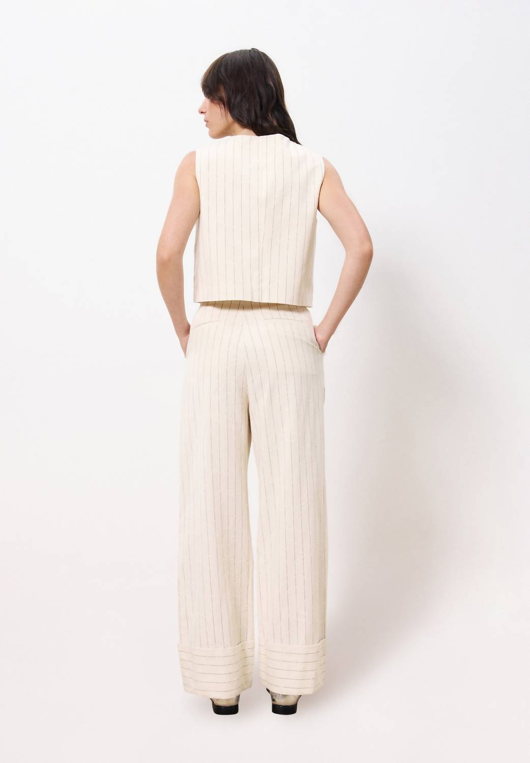 Frnch - Pinstripe Buttoned Vest Top
