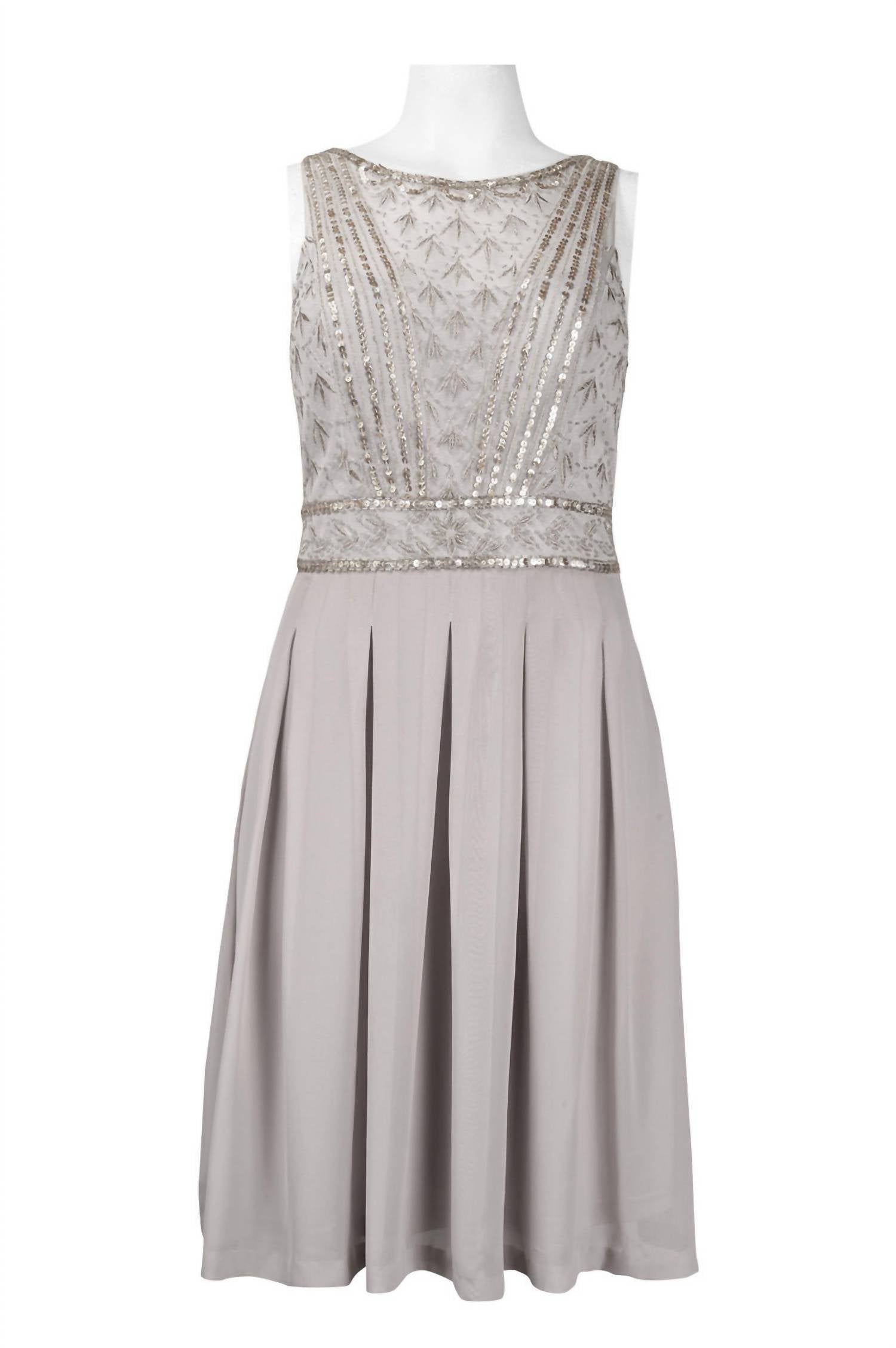 Sue Wong - Sleeveless Beaded Bodice Pleated Dress