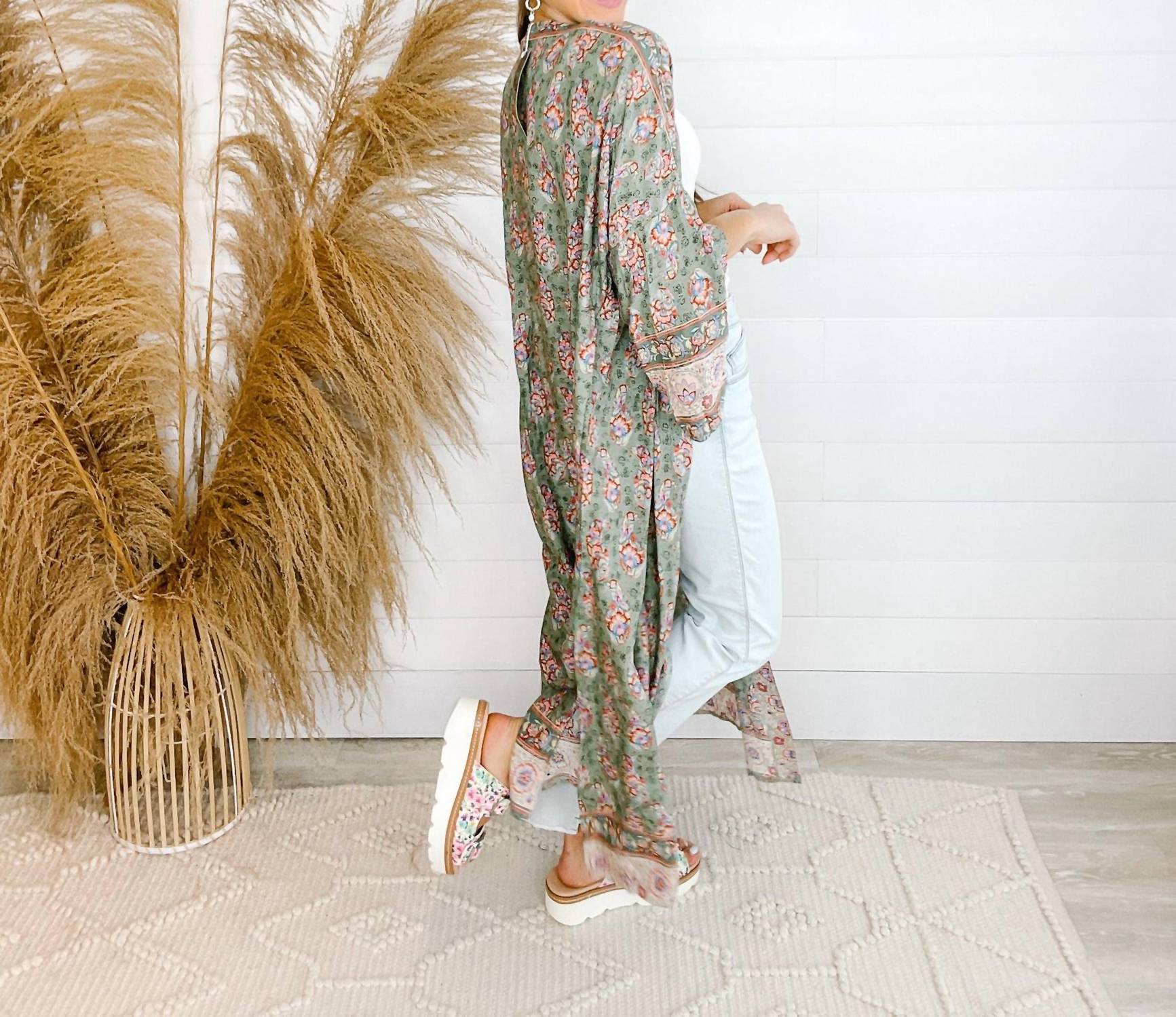 Papillon - Floral With Bell Sleeves Duster Cardigan