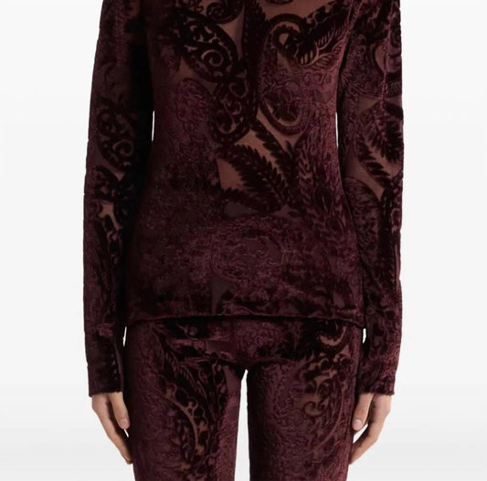 Etro - Velvet Paisley Long-sleeve Top
