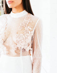 Ariti Kaziris - Long Sleeve Sheer Lace Dress
