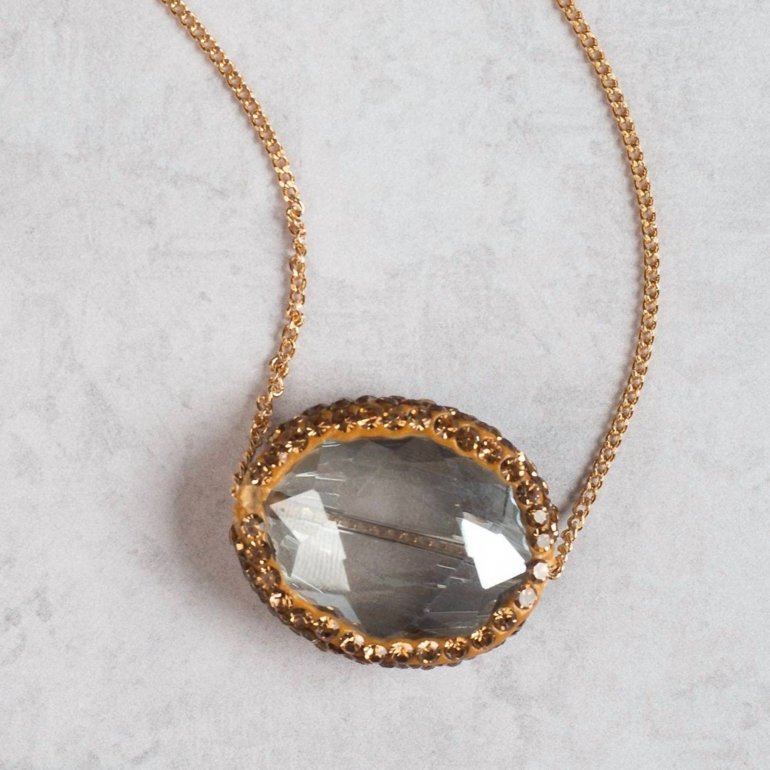 Southern Grace - Women's Simply Elegant Smoky Gemstone Beaded Chain Necklace