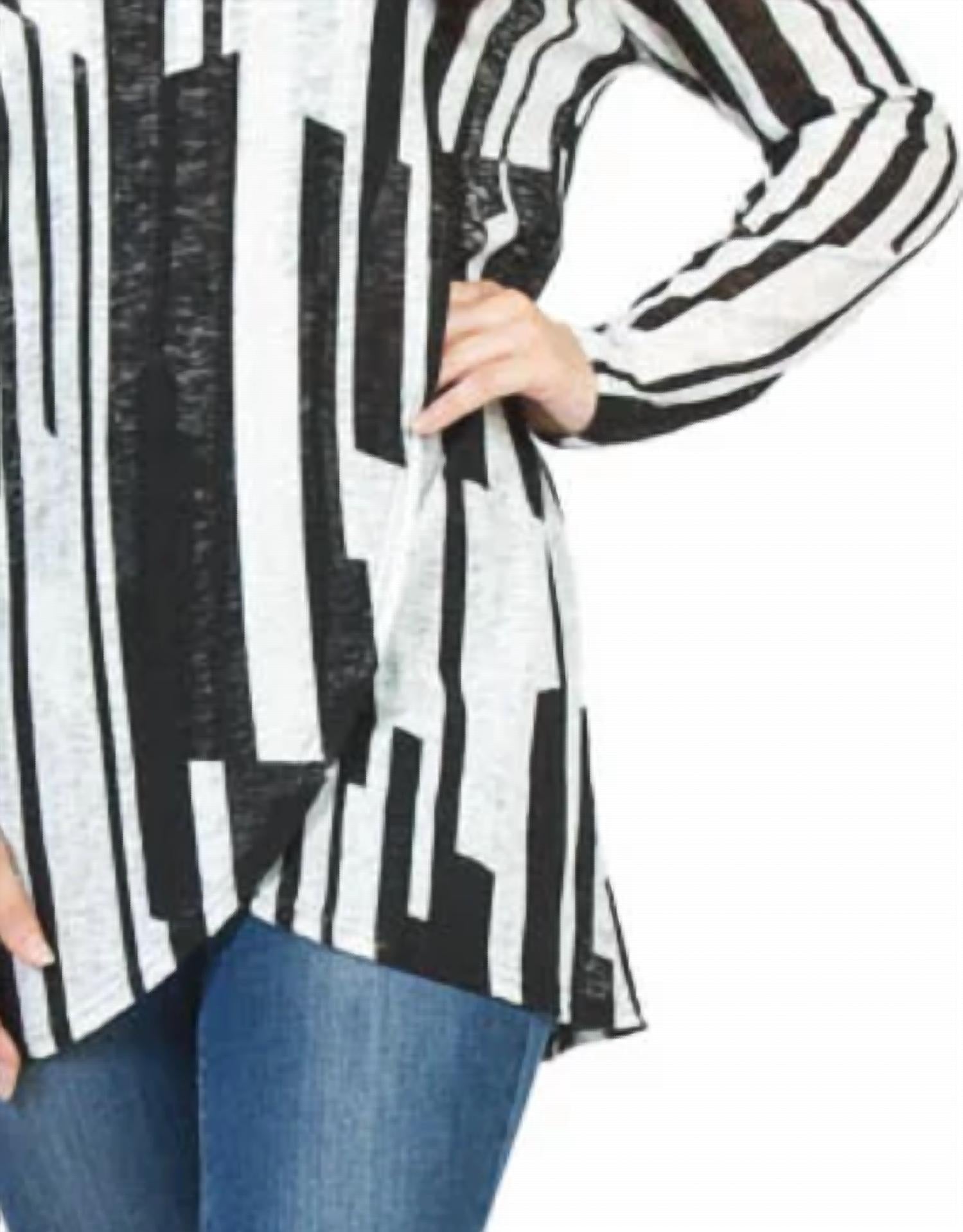 Papillon - Linear Print Cowl Neck Sweater