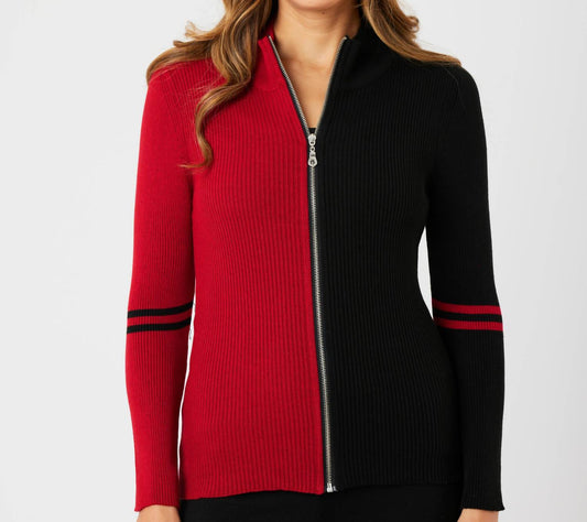 Angel Apparel - Two Tone Ribbed Zip Up Cardigan