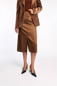 DOROTHEE SCHUMACHER Shiny Statement Midi Skirt in terra - women's skirt - alternate view