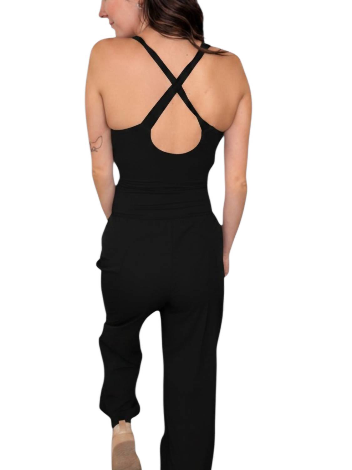 Rae Mode - Front Cut-out Active Jogger Jumpsuit