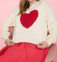 Blu Pepper - Heart Jacquard Crew Neck Knit Pullover Sweater