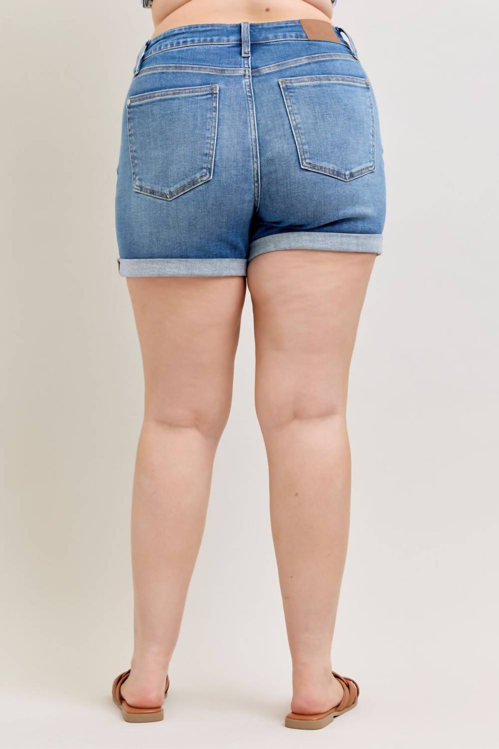 Judy Blue Mid Rise Slim Denim Short in blue - women's shorts - view 6