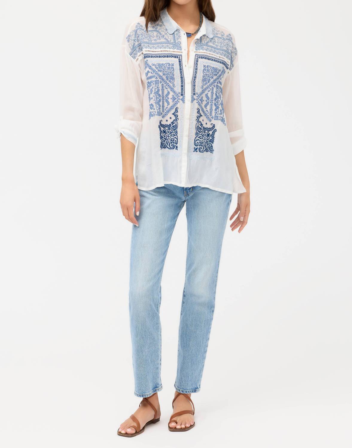 Johnny Was - Slim Audrey Collared Bandana Shirt