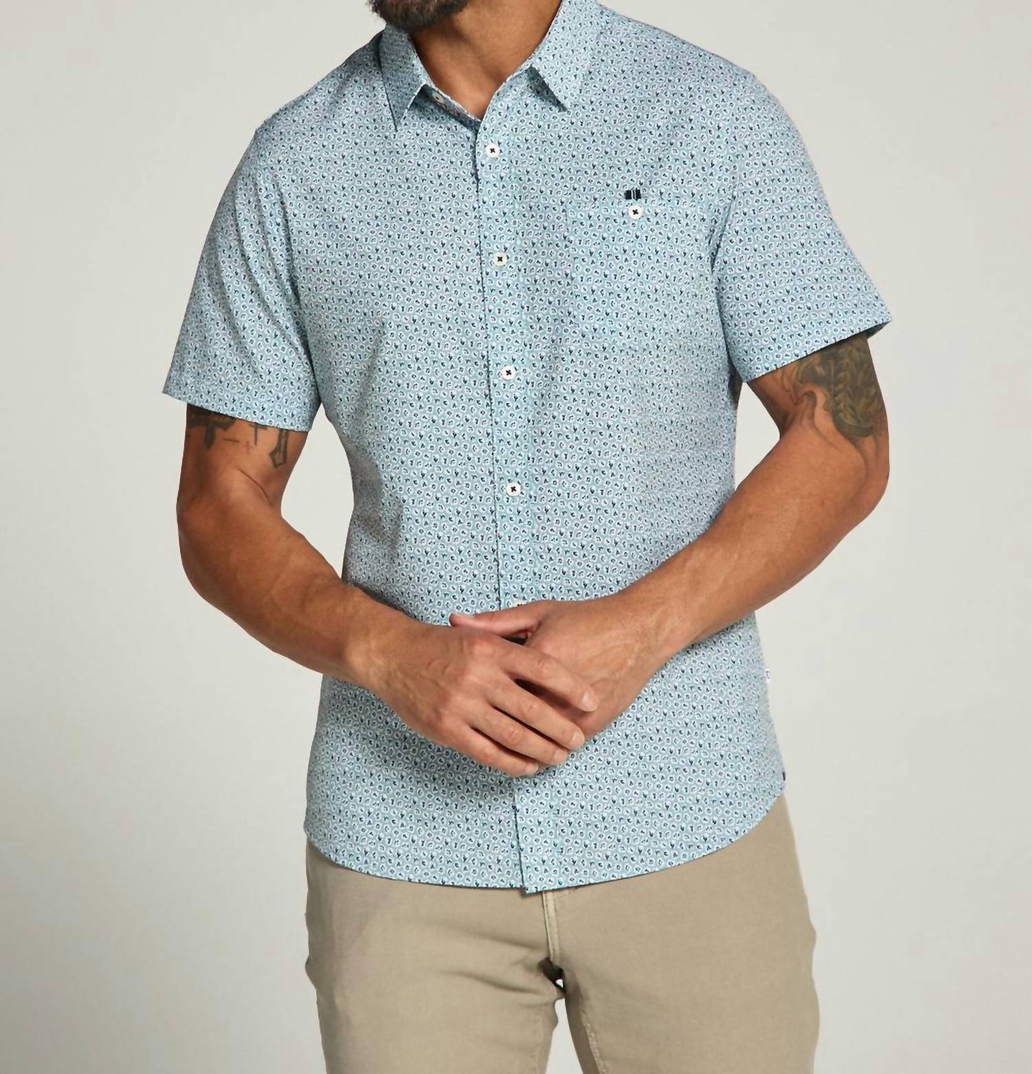 7Diamonds Leandro Short Sleeve Shirt Top in seafoam - men's t-shirt