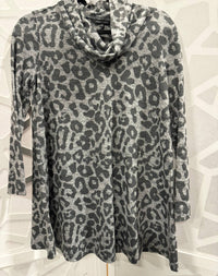 John Mark - Women's Cowl Neck Cheetah Print Tunic Top