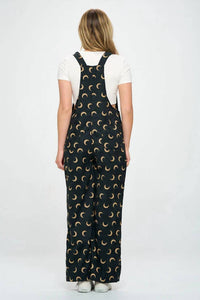 Sm Wardrobe - Half Moon Print Corduroy Overalls