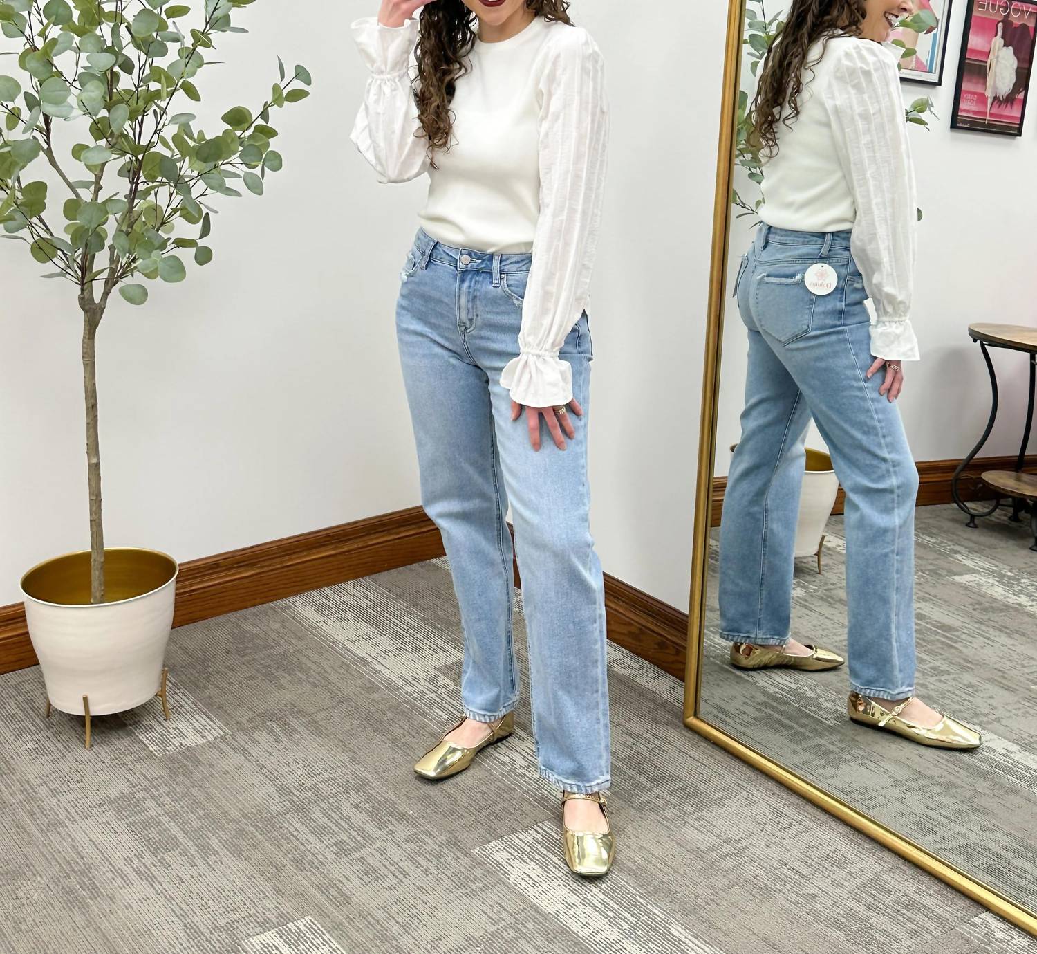 Mica Denim - Lora High Rise Baggy Straight Jeans