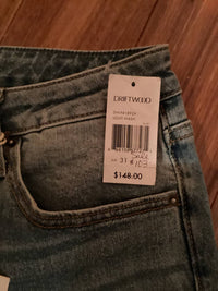 DRIFTWOOD Women's Cropped Cuff Jean in light wash embroidered - women's jeans - detail view