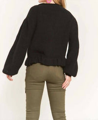 Adora - Puff Sleeve Button Down Sweater Cardigan